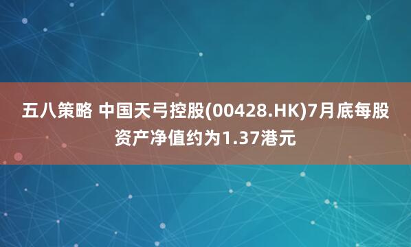 五八策略 中国天弓控股(00428.HK)7月底每股资产净值约为1.37港元